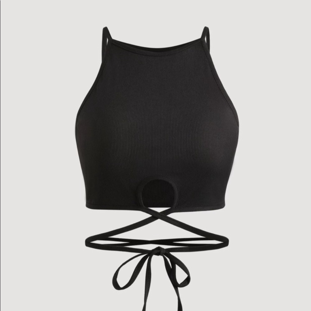 Black Halter Top that Ties around waist